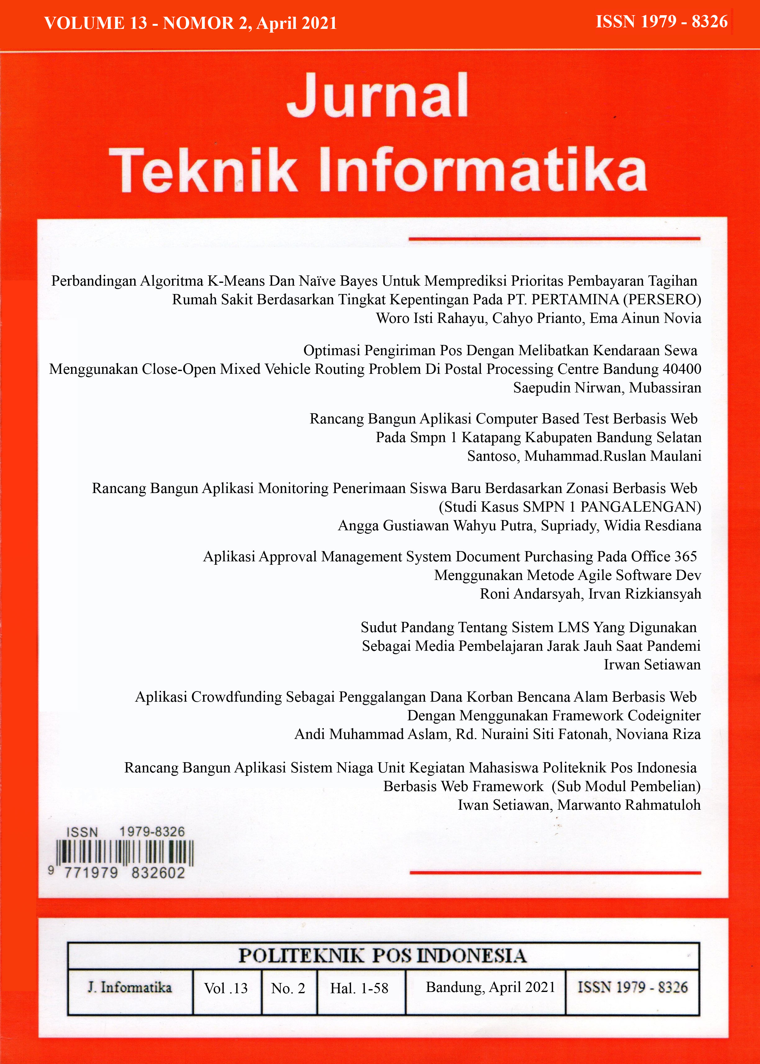 					View Vol. 13 No. 2 (2021): Jurnal Teknik Informatika Volume 13 - Nomor 2, April 2021
				