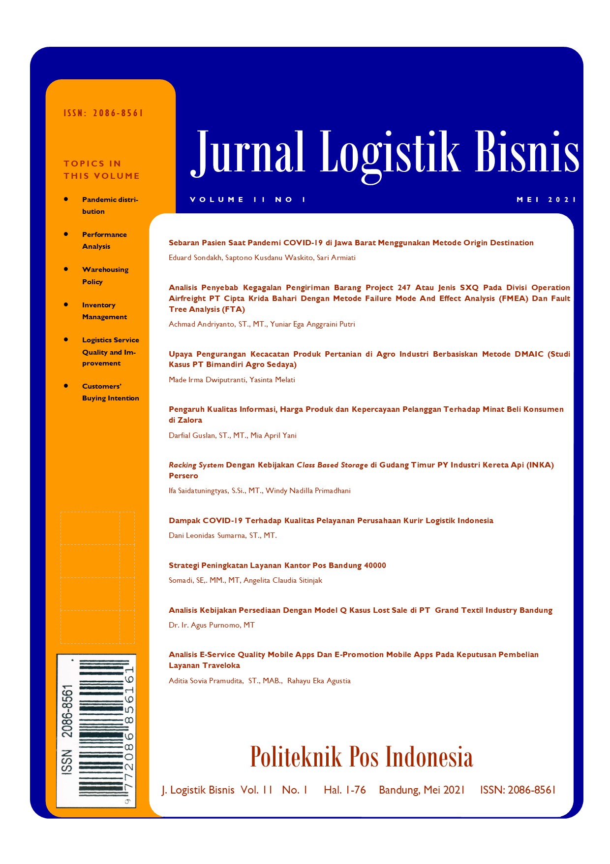 Jurnal Logistik Bisnis Vol. 11 No. 01 Mei 2021