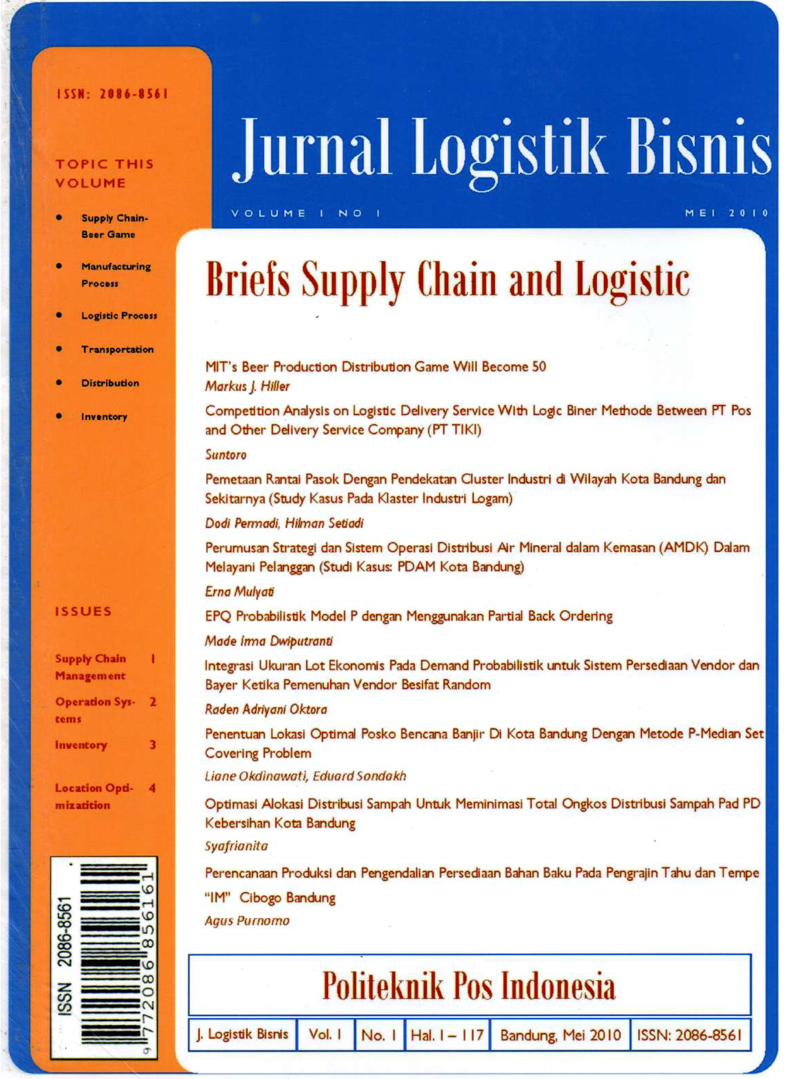 					View Vol. 1 No. 1 (2010): Briefs Supply Chain and Logistics
				