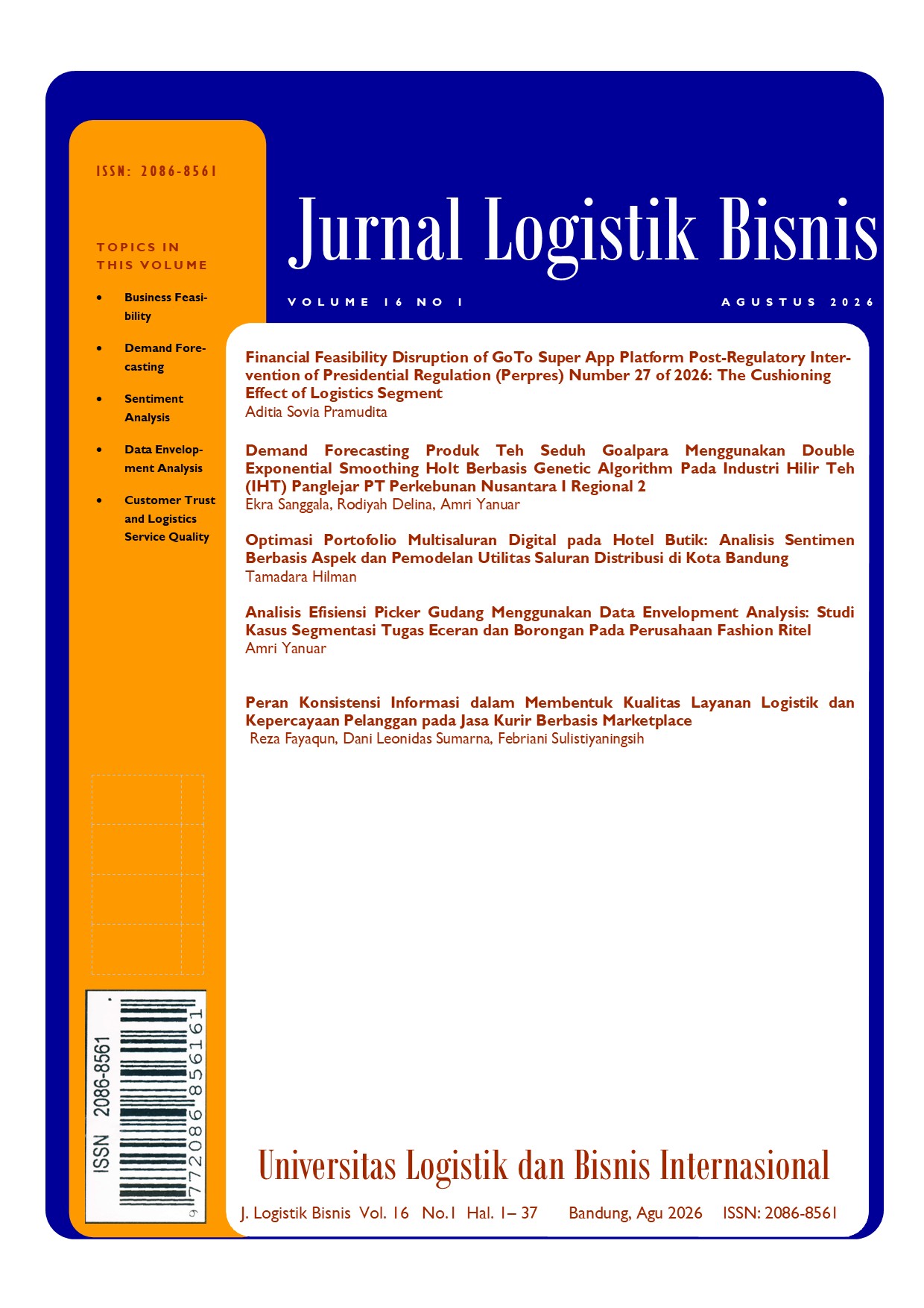 					View Vol. 16 No. 1 (2026): Jurnal Logistik Bisnis
				